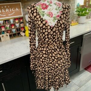 Free People XS Pradera Floral Faux Wrap Floral Dress Tie Long Sleeve Stretch